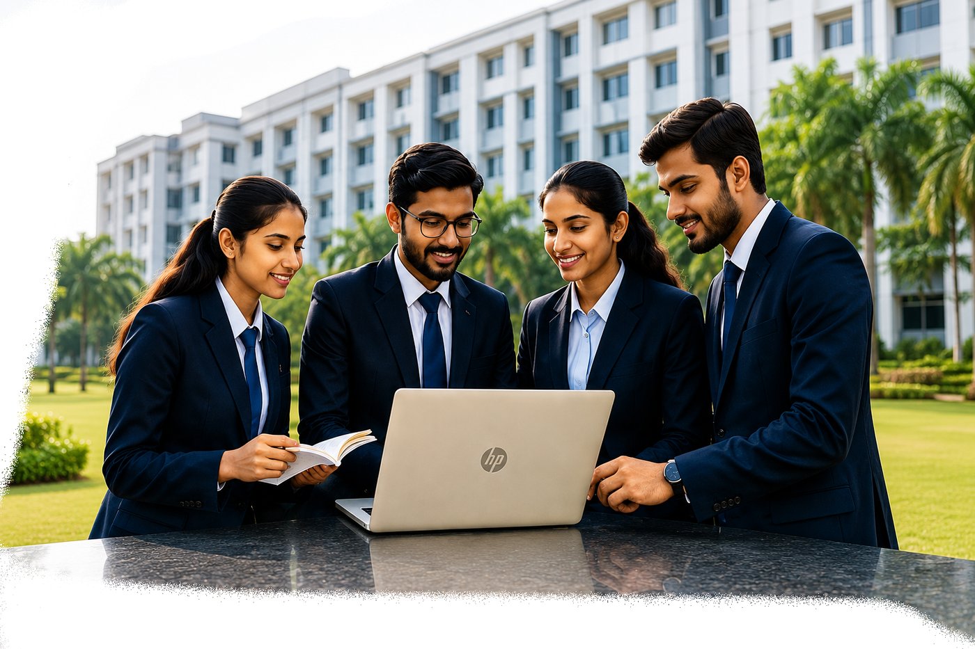 Students on the AIMT campus